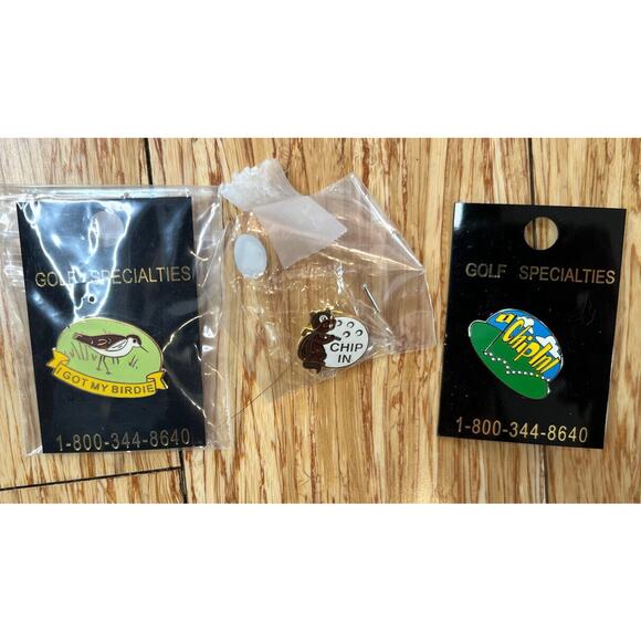 3 New Golf lapel hat pins Birdie Chip In Pin back Enamel - Picture 1 of 4